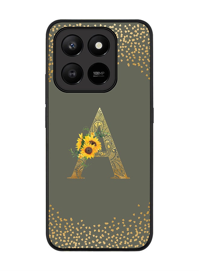 For Honor X7d 4G / X7d 5G / 400 Smart Case,Slim fit Camera Protection, Shockproof Thin Phone cover  - Custom Floral Monogram - A  (Olive Green )